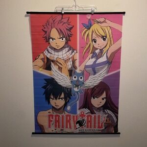 Fairy Tail Anime Fabric Wall Scroll Natsu Lucy Gray Erza Happy Funimation